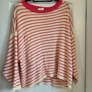 Boutique off the shoulder light sweater striped top
